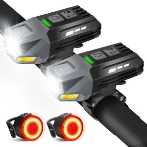Bike Light Set, Rechargeable Bicycle Lights for Night Riding Front and Rear, Powerful Waterproof Bike Headlight, Easy to Install for Men Women Kids Road Mountain Cycling