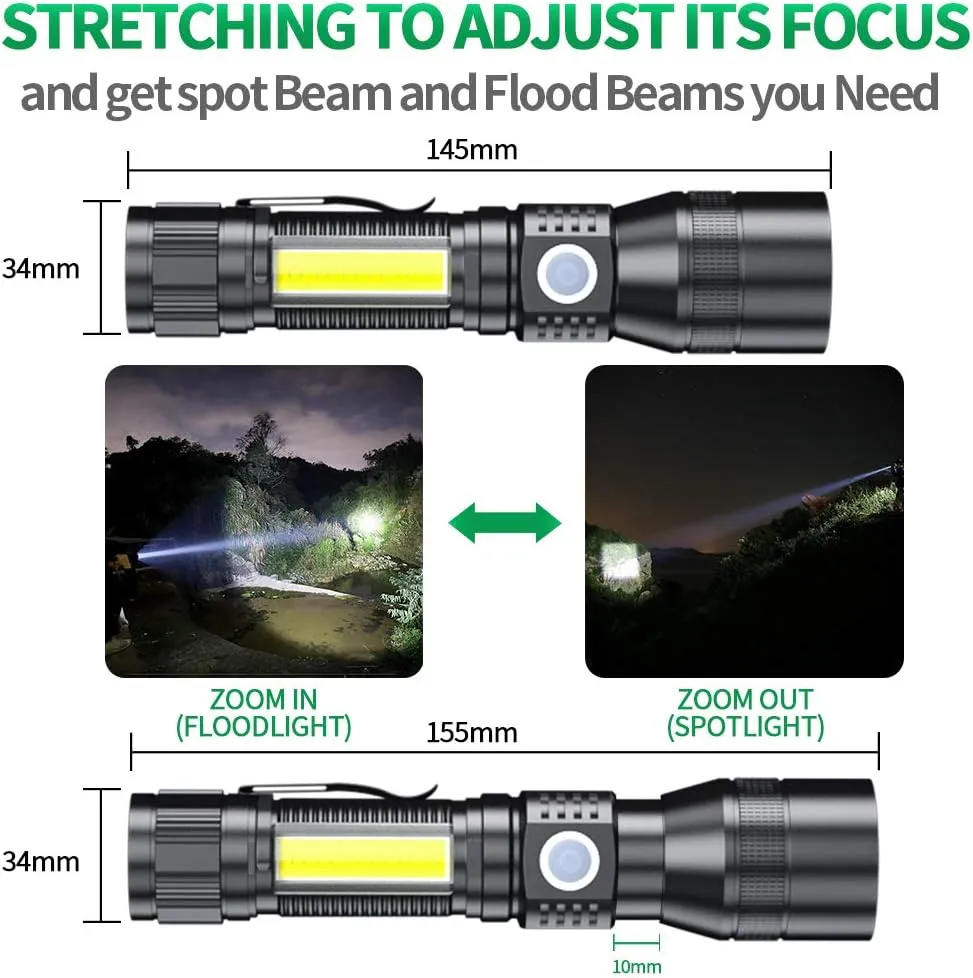 Black Light Flashlight, 3 in-1 Rechargeable Flashlights, UV Light Magnetic LED Flashlight High Lumens, 7 Mode Camping Waterproof Flashlight for Pet Urine Detection, Include case