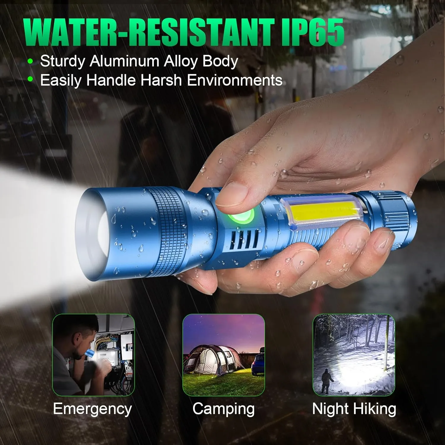 Black Light Flashlights, 3-in-1 UV Flashlight with Clip, Magnetic Base, COB Light, Tactical Rechargeable Flashlight, High Lumens 7 Modes LED Flashlight 2pack with case - Blue