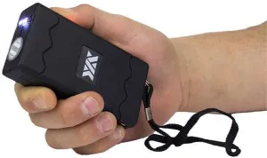 Black Rechargeable LED Flashlight Stun Gun w/Safety Disable Pin