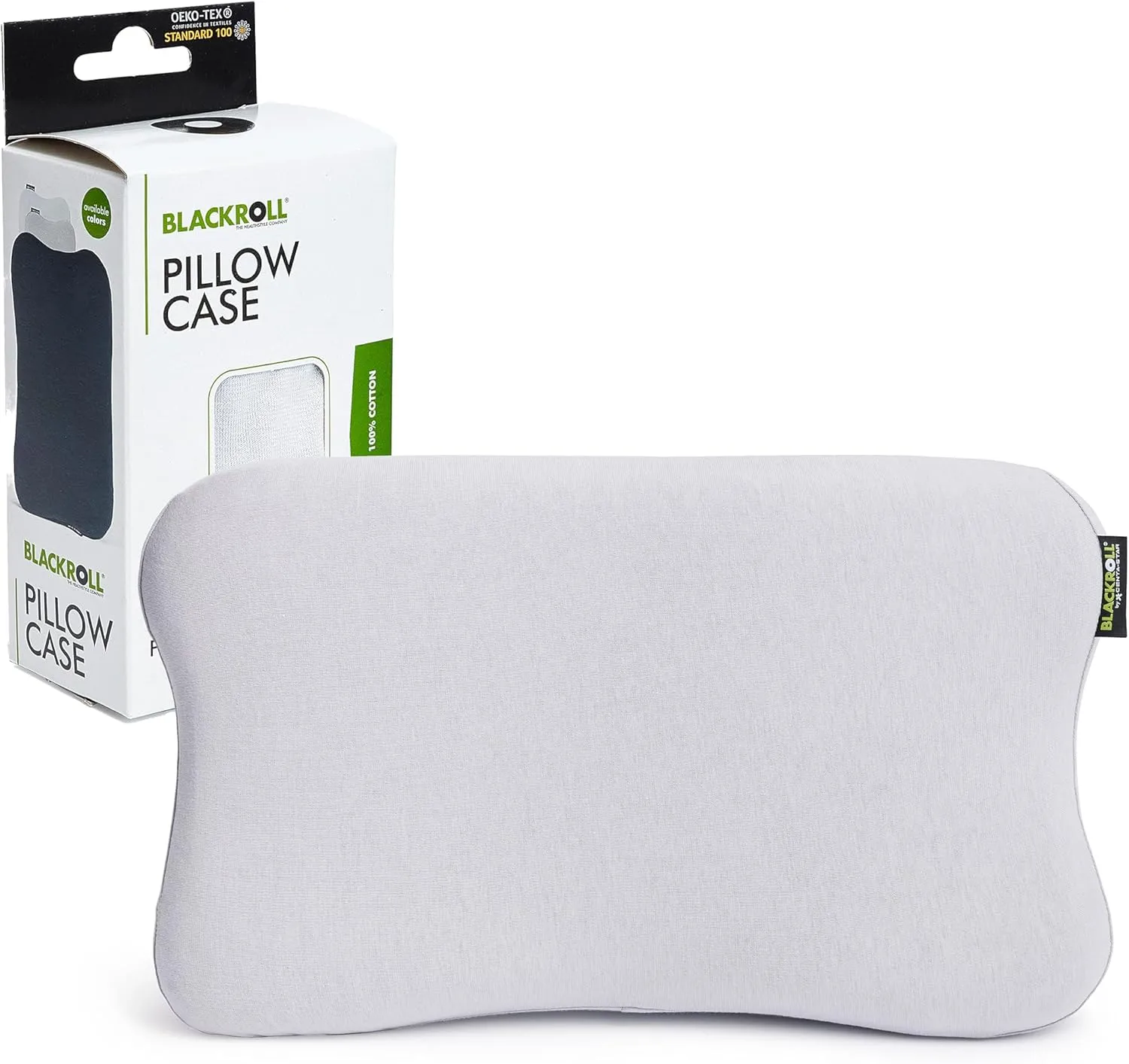 BLACKROLL - Jersey Pillowcase for Recovery Travel Pillow, 100% Cotton, Breathable, Soft, Cooling, Moisture Wicking, All Season Pillow Case, Easy Zipper Closure, Light Grey