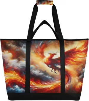 Blazing Phoenix Reusable Insulated Lunchbox Cooler Bag, Leakproof Kitchen Grocery Bag Collapsible Portable Cooler Tote Bag for Picnic, Camping, Office, Travel