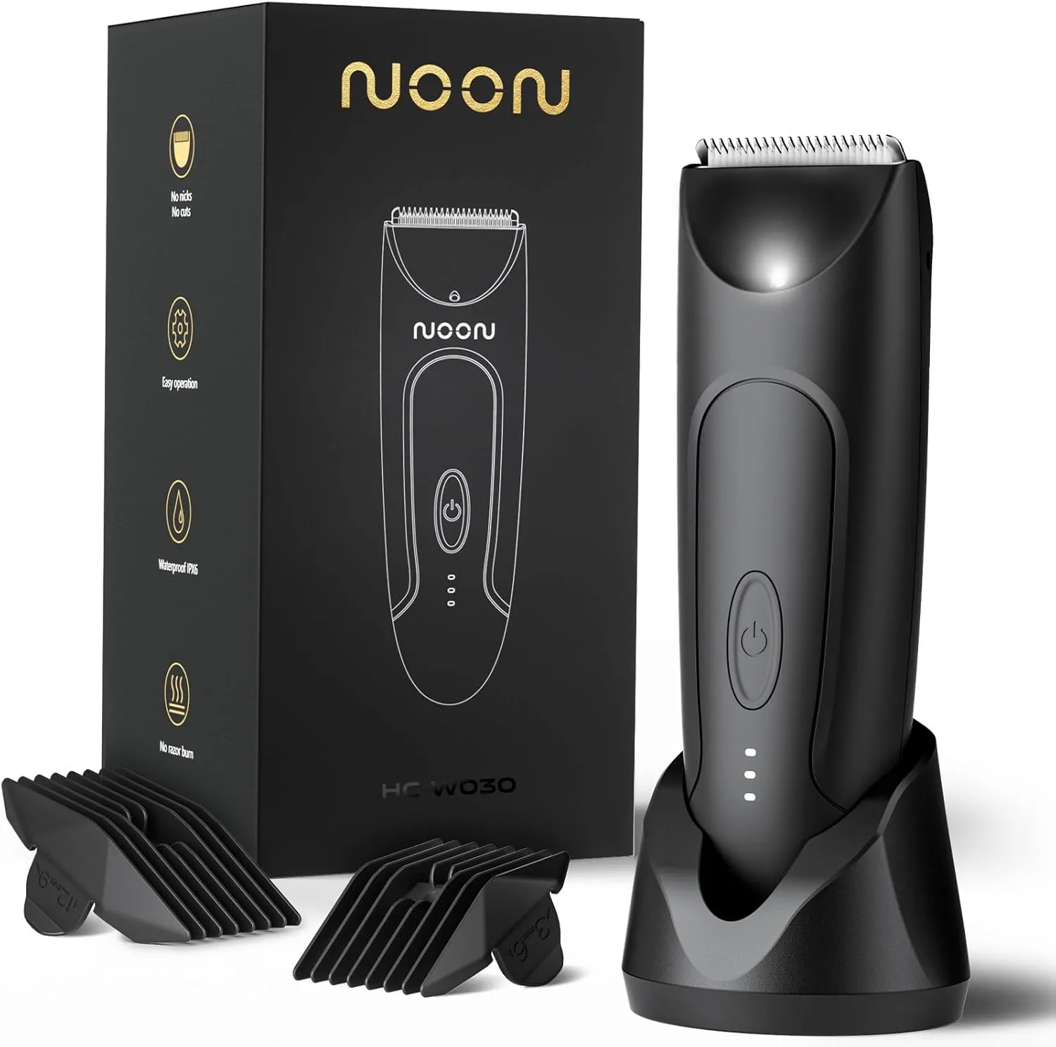 Body Hair Trimmer for Men & Women, Waterproof Rechargeable, Length Adjustable, Multifunctional Shaver with LED Indicator