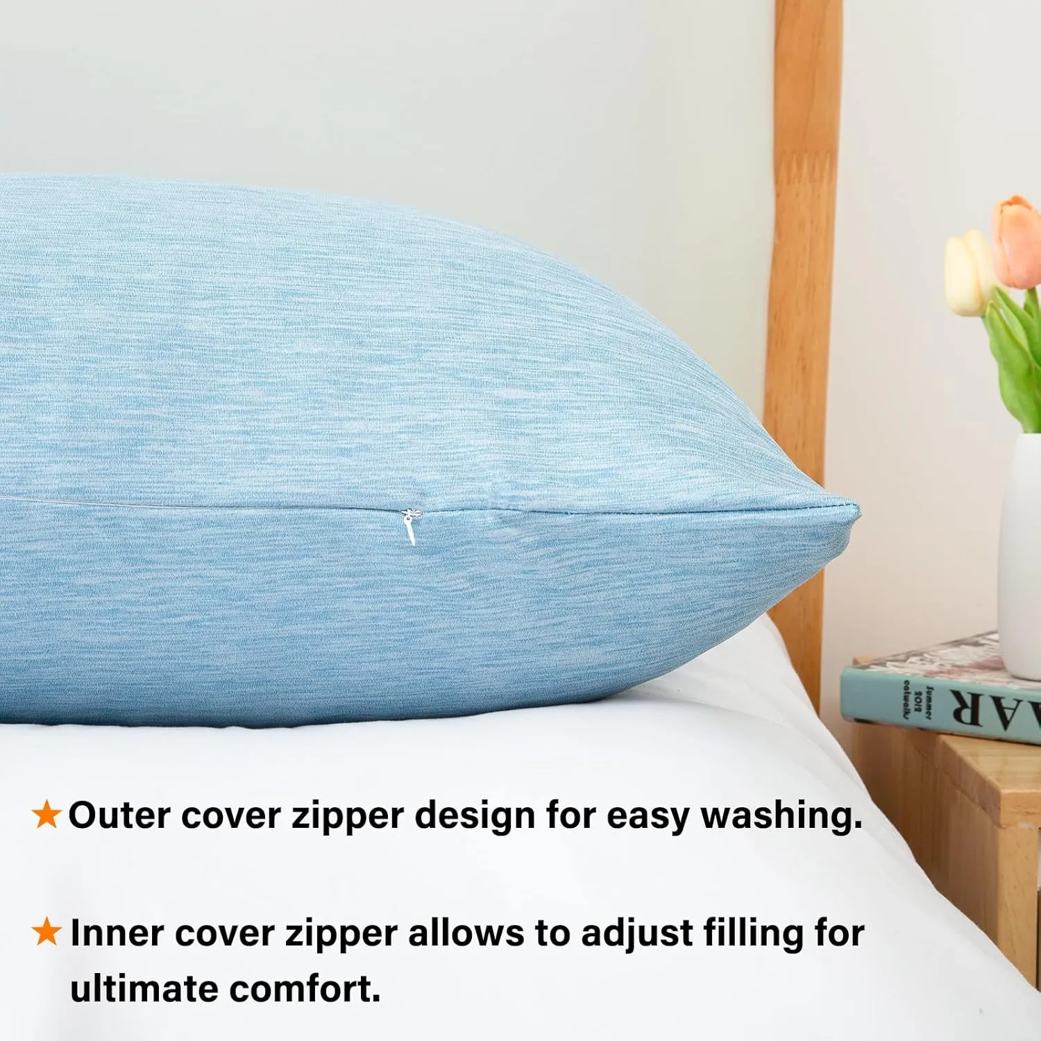 Body Pillow, Cooling Memory Foam Body Pillows for Adults Sleeping, Long Pillow for Bed, Big Large Firm Full Body Pillow for Side Sleeper, 20x54 Inch, Cooling Blue
