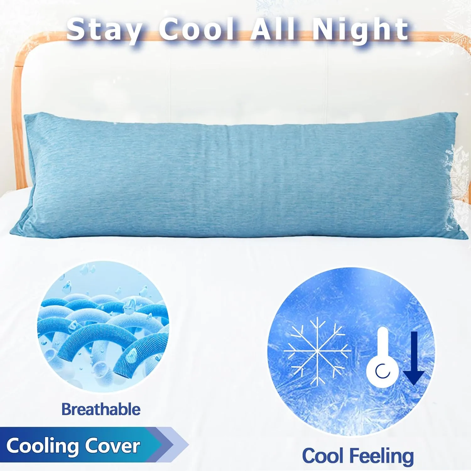 Body Pillow, Cooling Memory Foam Body Pillows for Adults Sleeping, Long Pillow for Bed, Big Large Firm Full Body Pillow for Side Sleeper, 20x54 Inch, Cooling Blue