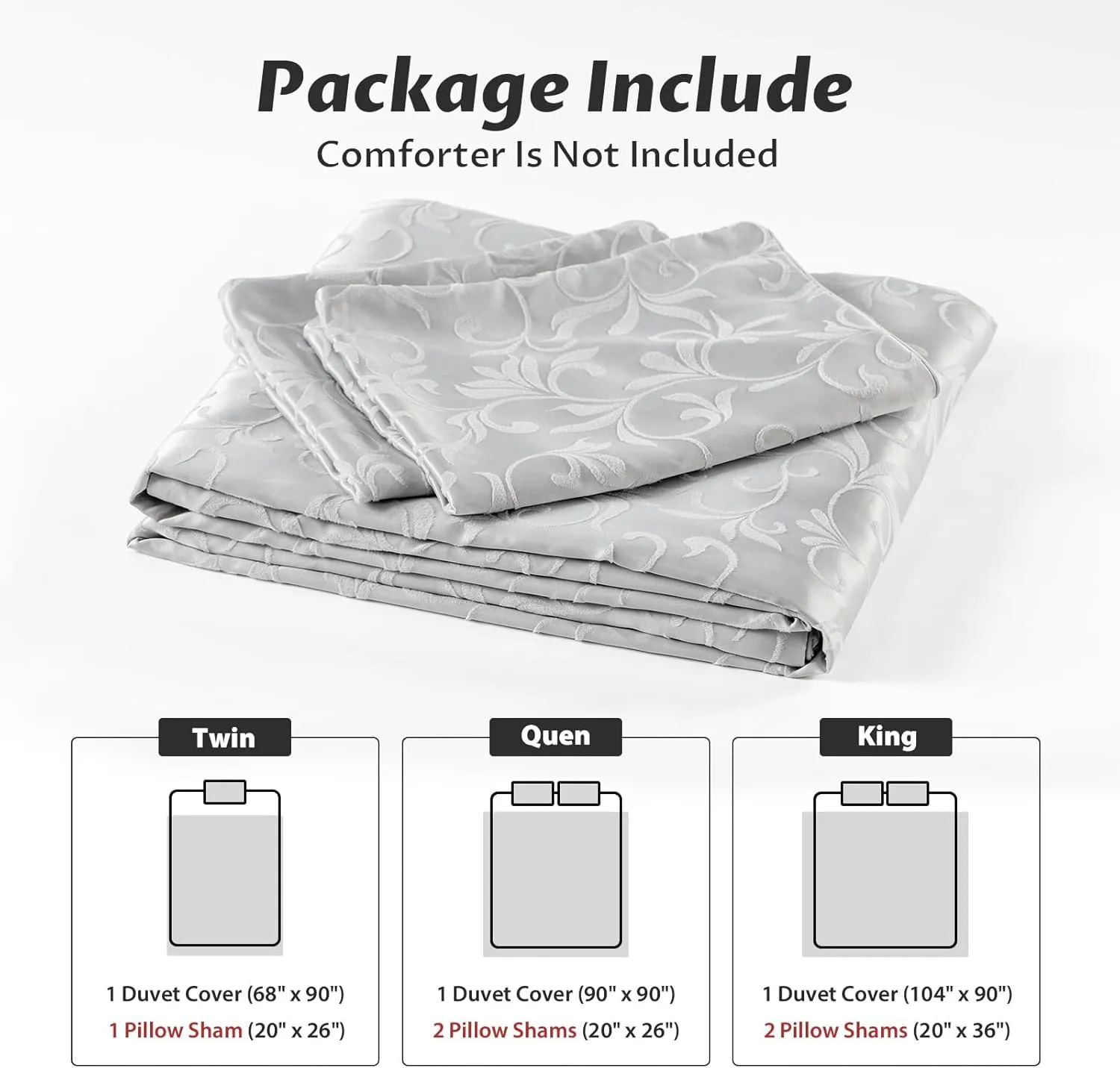 Boho Twin Duvet Cover Set, Premium Tufted Jacquard Duvet Cover Twin for All Seasons, 2 Pieces Breathable Home Bedding Set with 1 Pillow Shams, 8 Corner Ties, 7 Buttons (Grey, 68"x90")