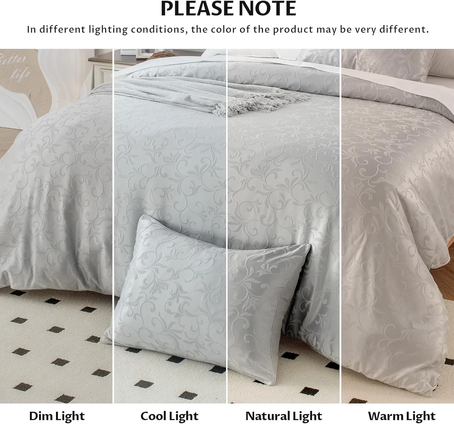Boho Twin Duvet Cover Set, Premium Tufted Jacquard Duvet Cover Twin for All Seasons, 2 Pieces Breathable Home Bedding Set with 1 Pillow Shams, 8 Corner Ties, 7 Buttons (Grey, 68"x90")