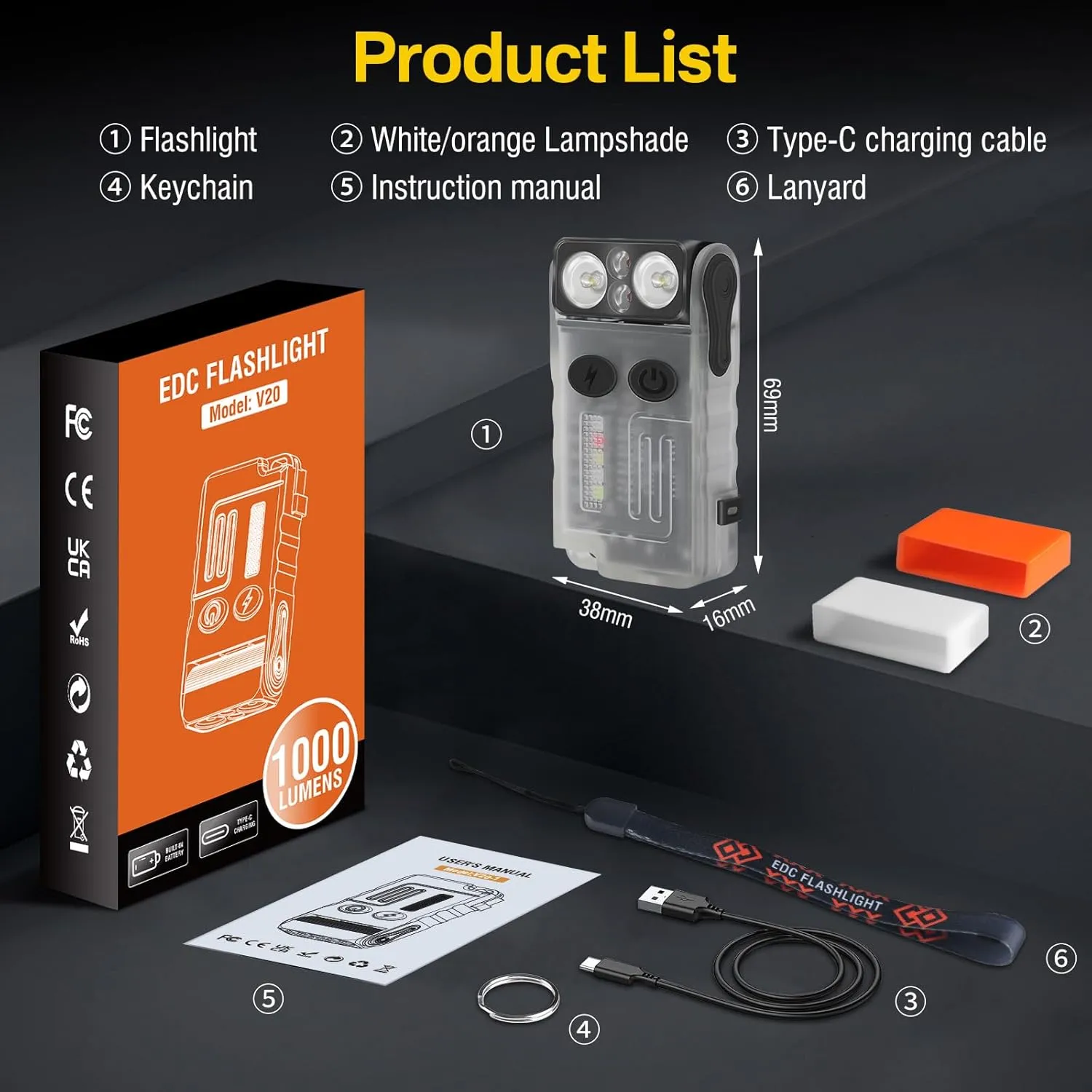 BORUIT V20 LED Small Powerful EDC Flashlight with 365nm UV Light,180°Head Swivels,Super Bright USB C Rechargeable Mini Pocket Keychain Flash Light with Clip-13 Mode,IP67,Magnetic,110DB Buzzer(White)