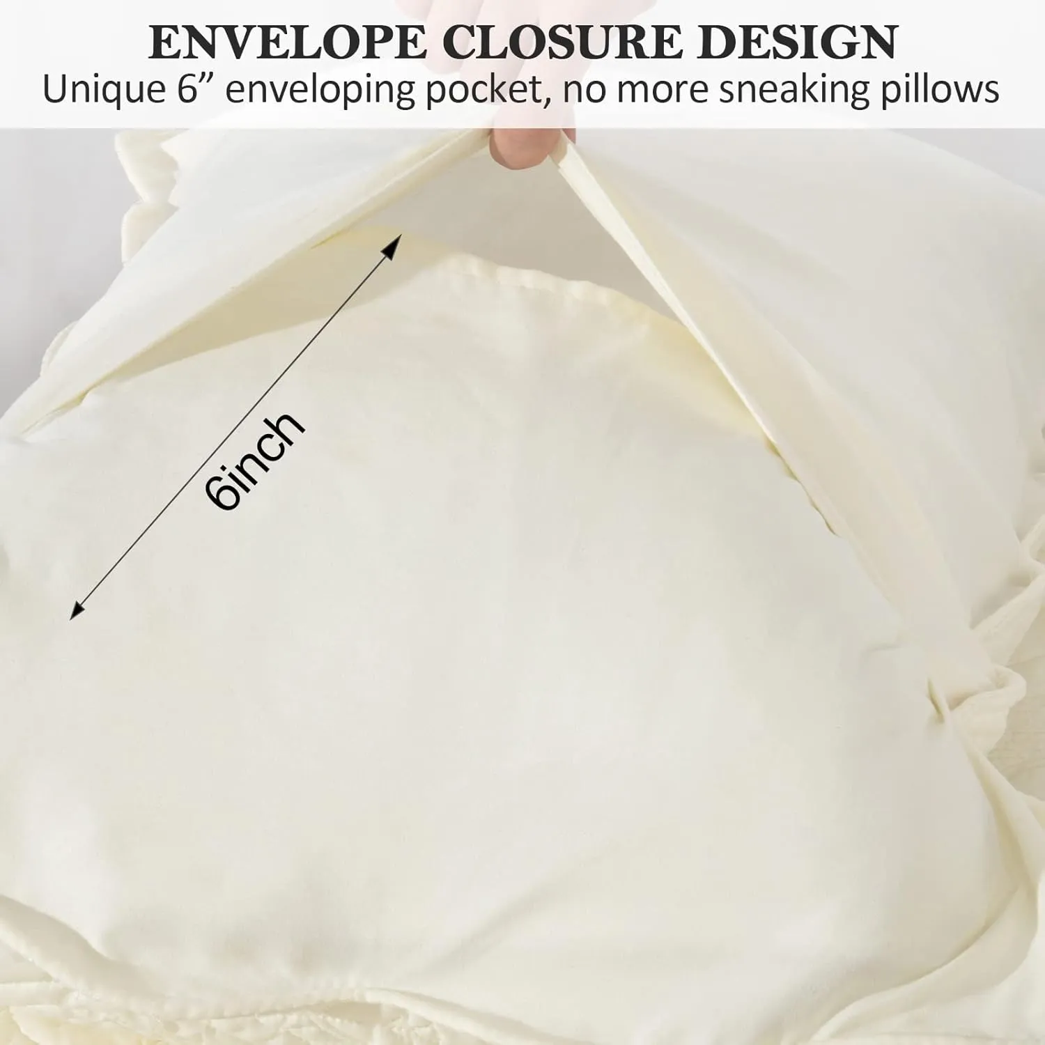 BOSOWOS Quilted Pillow Shams Set of 2, Decorative Microfiber King Size Bed Pillow Shams, Soft Breathable Pillow Covers with Envelope Closure (Light Yellow, 20 x 36 Inch)