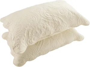BOSOWOS Quilted Pillow Shams Set of 2, Decorative Microfiber King Size Bed Pillow Shams, Soft Breathable Pillow Covers with Envelope Closure (Light Yellow, 20 x 36 Inch)
