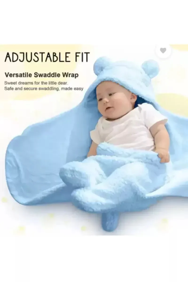 Brandonn Newborn Soft Hooded Blanket & Sleeping Bag - Sky Blue
