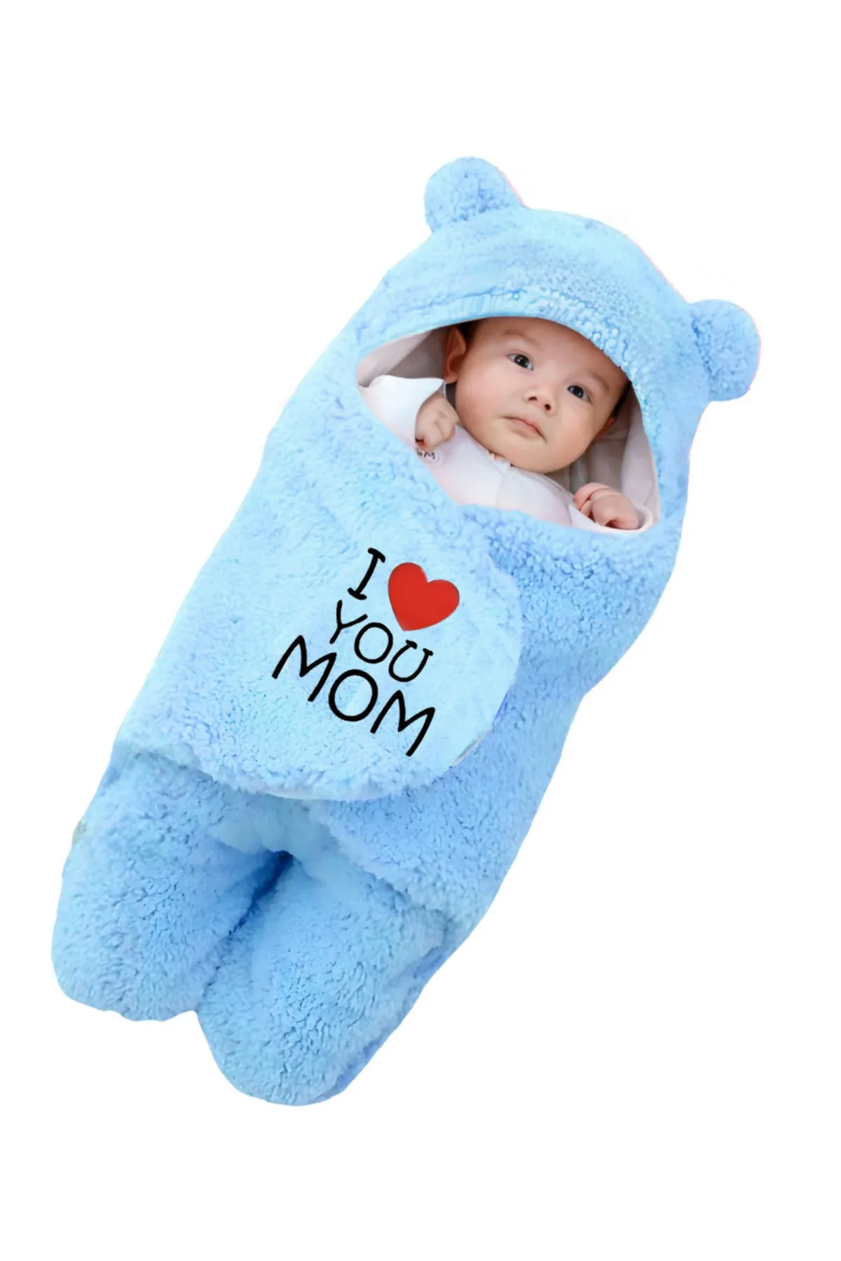 Brandonn Newborn Soft Hooded Blanket & Sleeping Bag - Sky Blue