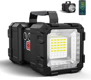 Bright Rechargeable Flashlight, Portable Handheld Spotlight Searchlight 10000mAh 1200LM with 3 4 LED Lights Modes, Waterproof Flashlight with USB Output Power Bank
