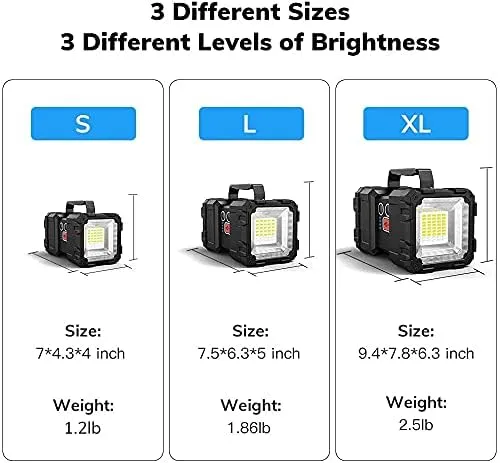 Bright Rechargeable Flashlight Portable Handheld Spotlight Searchlight 15000mAh 4000LM with 3 4 LED Lights Modes, High Lumen Waterproof Flashlight Portable Flashlight-Large