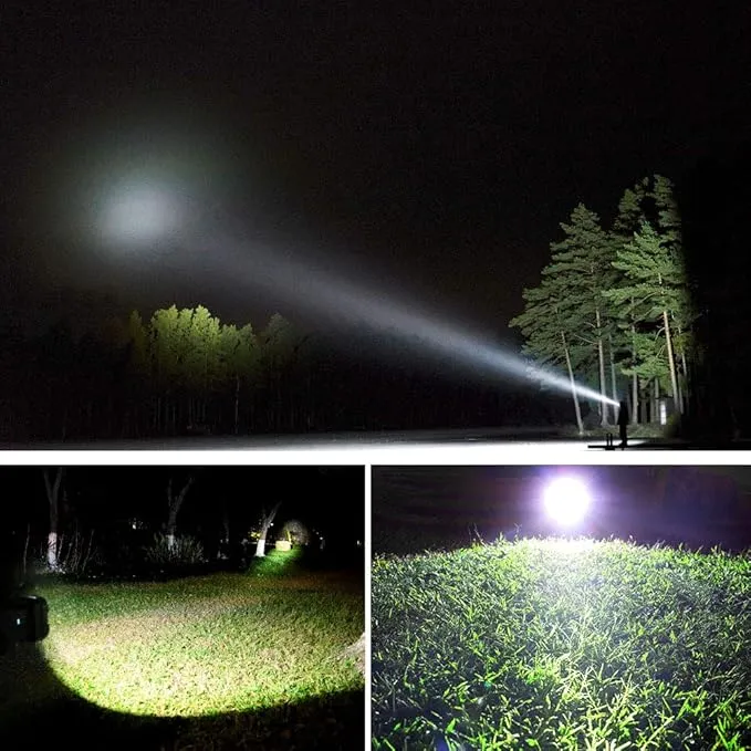 Bright Rechargeable Flashlight Portable Handheld Spotlight Searchlight 15000mAh 4000LM with 3 4 LED Lights Modes, High Lumen Waterproof Flashlight Portable Flashlight-Large