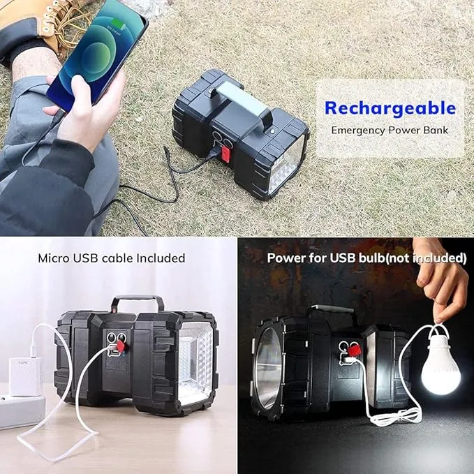 Bright Rechargeable Flashlight Portable Handheld Spotlight Searchlight 15000mAh 4000LM with 3 4 LED Lights Modes, High Lumen Waterproof Flashlight Portable Flashlight-Large