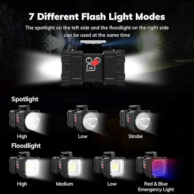 Bright Rechargeable Flashlight Portable Handheld Spotlight Searchlight 15000mAh 4000LM with 3 4 LED Lights Modes, High Lumen Waterproof Flashlight Portable Flashlight-Large