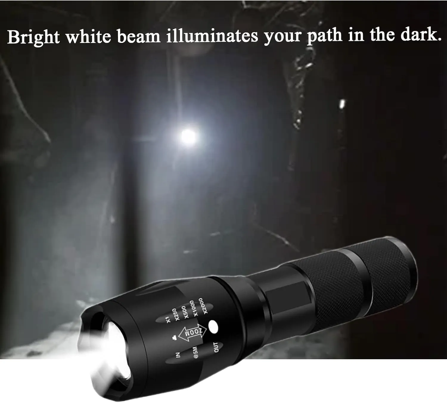 Bright Tactical Flashlight 5 Modes Zoomable Portable EDC Flashlight Handheld Flashlight for Camping Hiking Emergency, 4 Pack