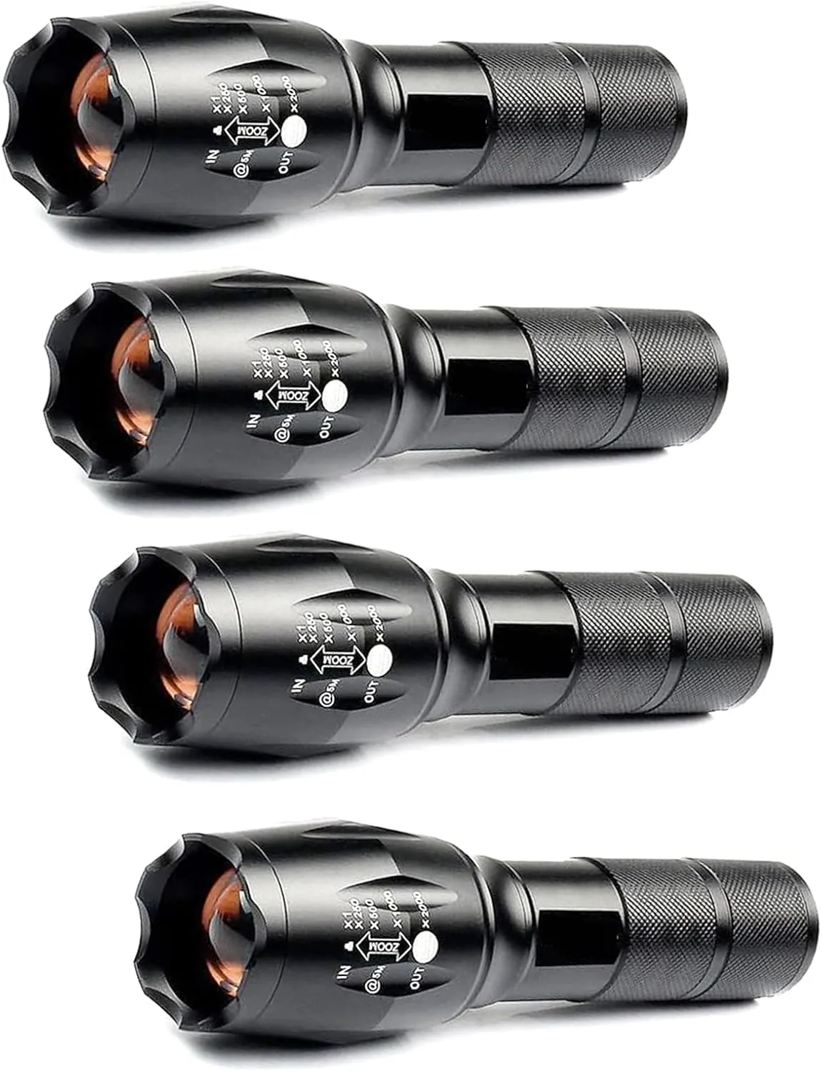 Bright Tactical Flashlight 5 Modes Zoomable Portable EDC Flashlight Handheld Flashlight for Camping Hiking Emergency, 4 Pack
