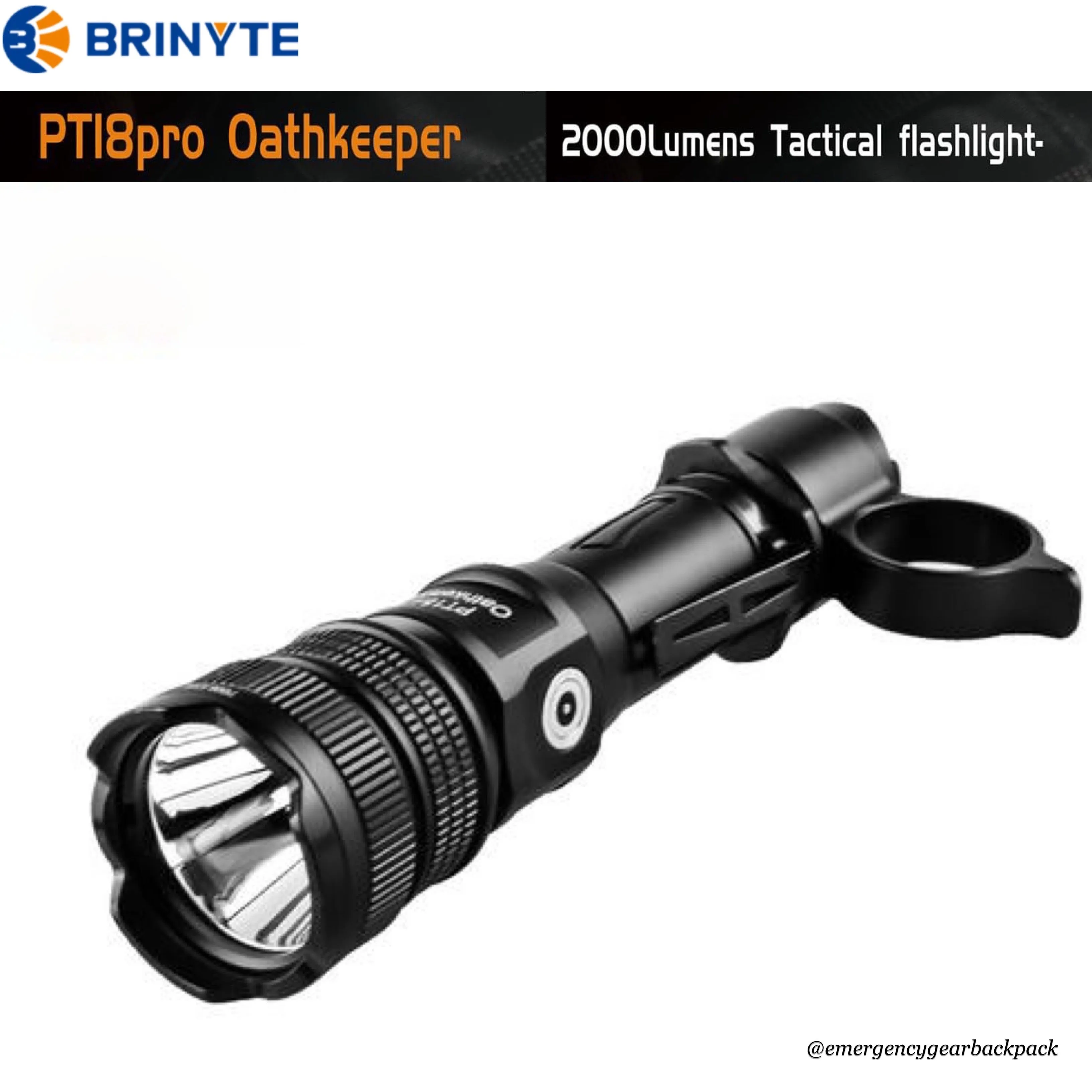 BRINYTE PT18pro Oathkeeper 2000LMS 360M Tactical Flashlight
