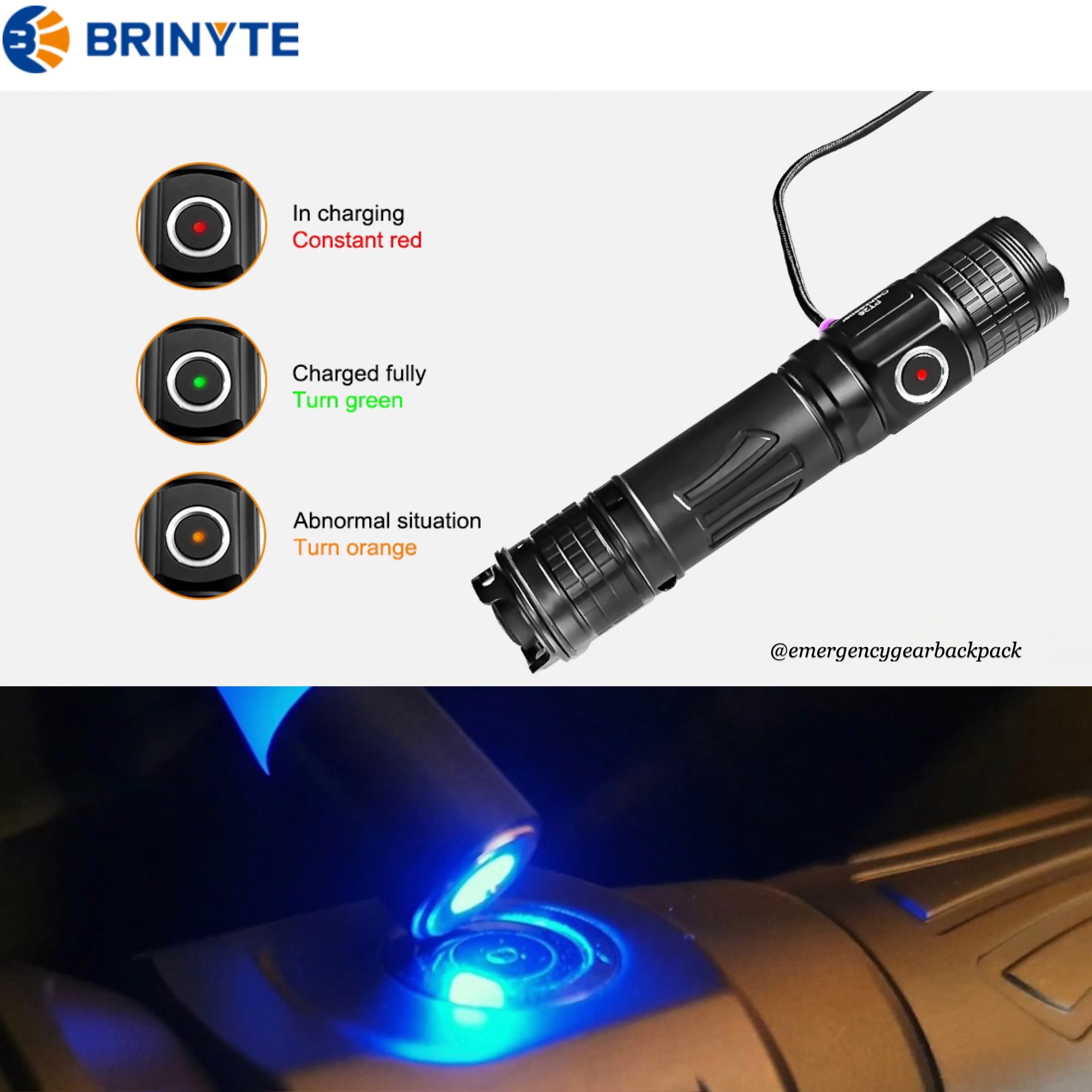 BRINYTE PT28 Oathkeeper 1600LMS 245M Tactical Flashlight