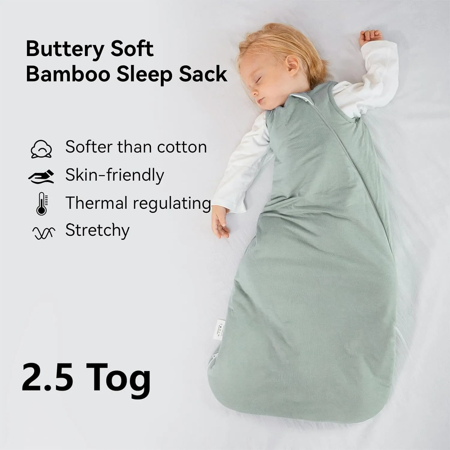 BubblePanda Rayon Made From Bamboo Sleep Sack 18-24 Months 2.5 Tog Winter Toddler Sleep Sack 2t for Babies Soft Warm Quilted Baby Wearable Blanket 2-Way Zipper Thick Baby Sleeping Bag