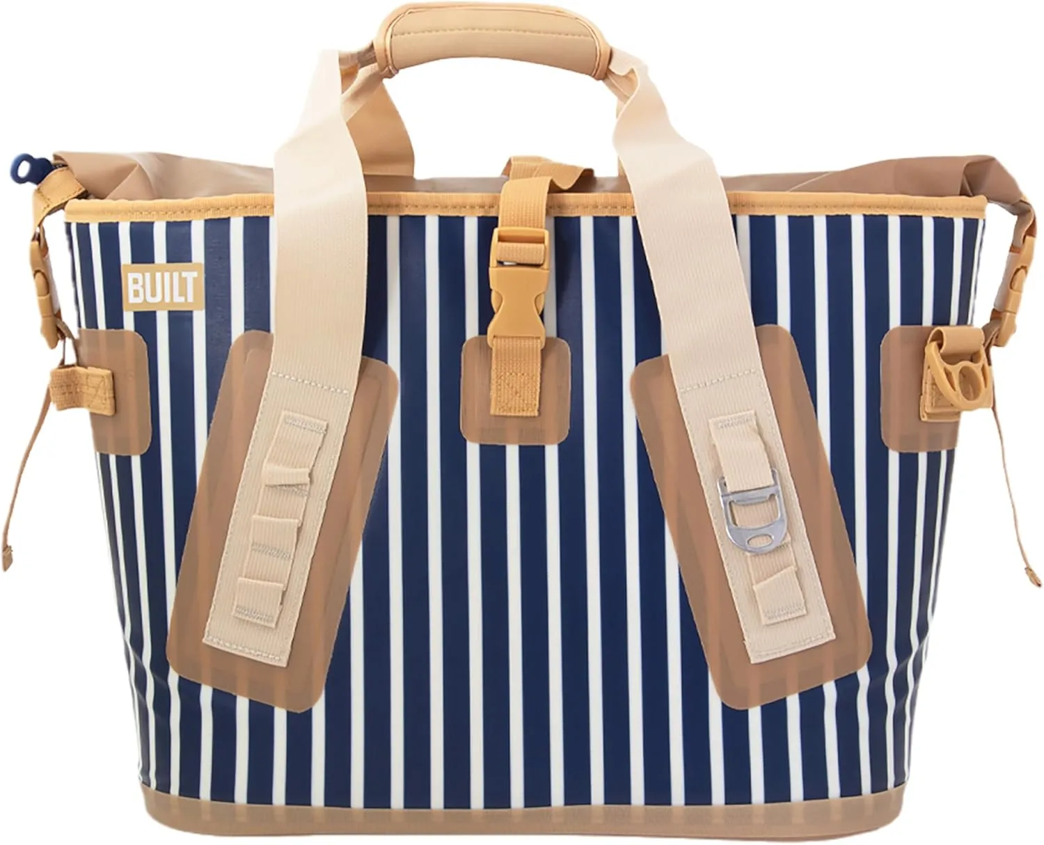 BUILT Large Welded Soft Portable Cooler with Wide Mouth Opening Insulated and Leak-Proof Atlantic Stripe