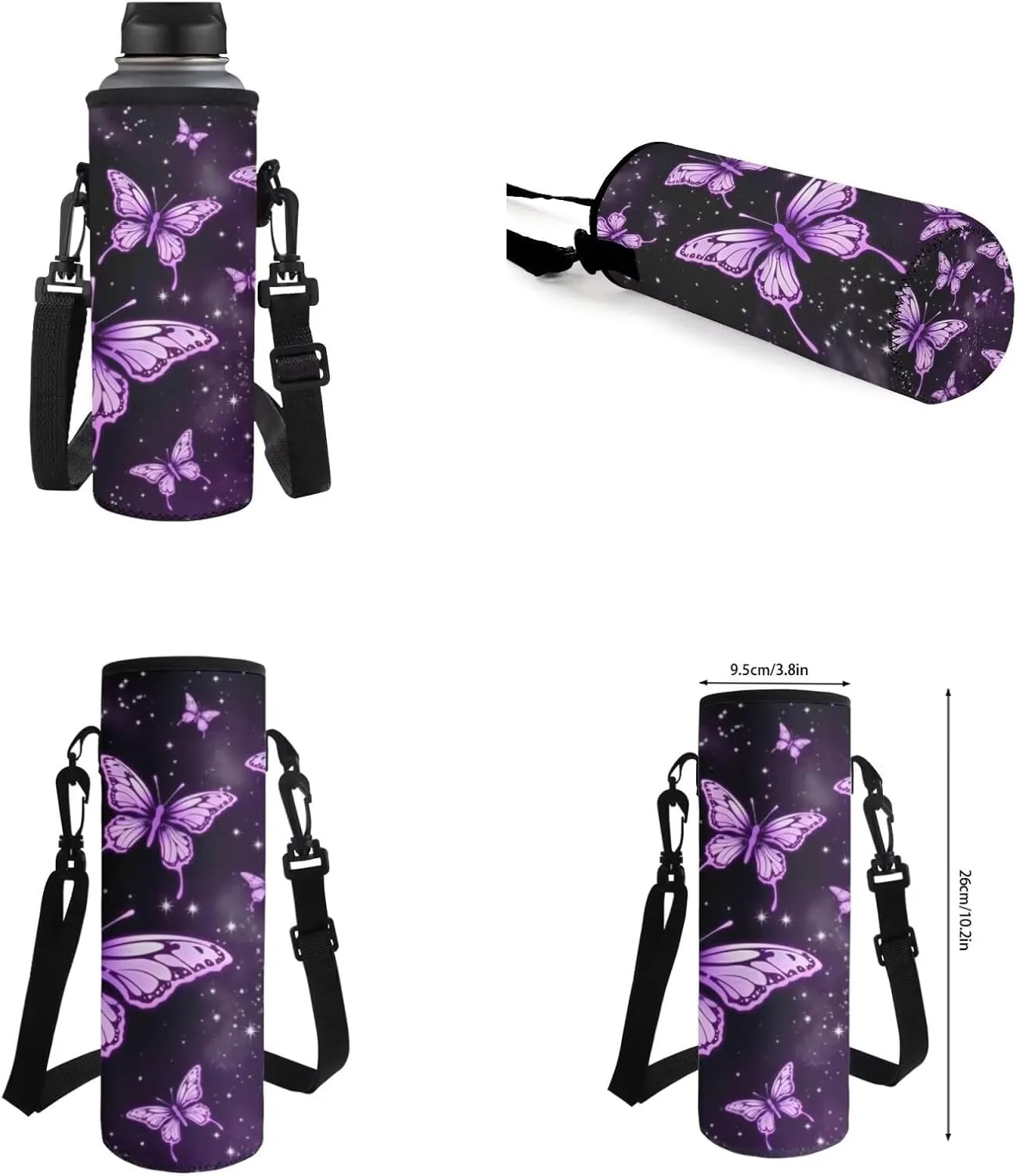 Butterfly Print School Backpack Set for Boys with Lunch Box Pencil Case and Water Bottle Case Cover School Backpack Kids Backpack for Boys 6-8 Casual Daypack School Boys and Girls