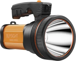 BUYSIGHT Rechargeable Spotlight Flashlight 500 Lumens Handheld Spot Light LED Flashlight with Handl Ultra-Long Standby Electric Torch with USB Output （Classic Gold）