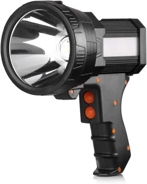 BUYSIGHT Rechargeable Spotlight,Spot Lights Hand held Large Flashlight 800 lumens Handheld Spotlight Lightweight and Super Bright Flashlight (Aluminium_Alloy Black)