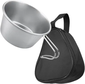 Camping Bowl with Hollow Handle Stainless Steel Salad Bowl Collapsible Mug Metal Camping Cup Outdoor Cooking Pot
