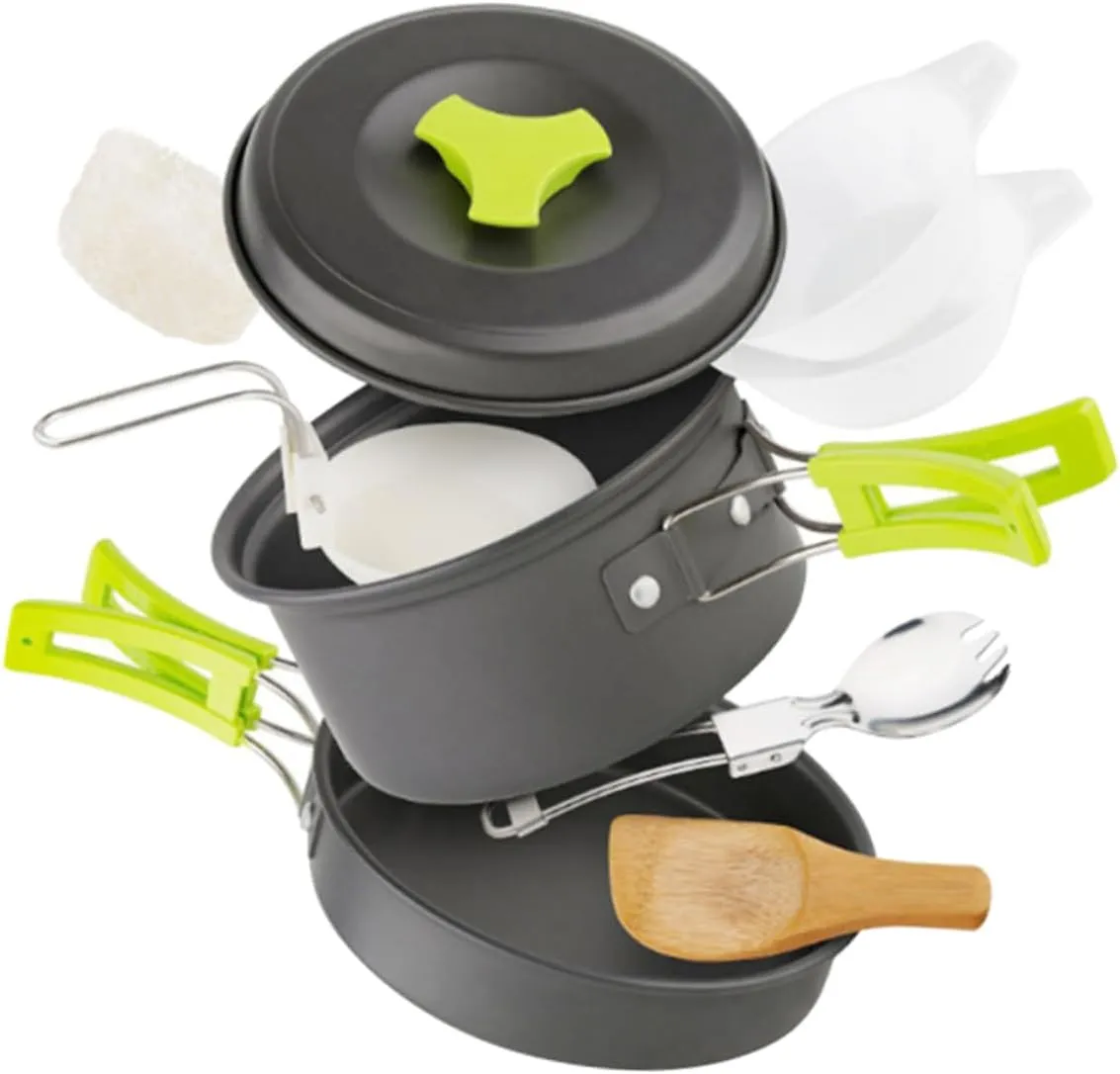 Camping Cookware Portable Cooking Pots with Folding Handle for Outdoor Activities Hiking and Picnics