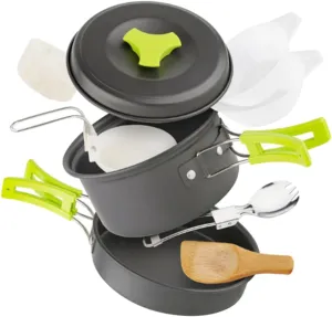 Camping Cookware Portable Cooking Pots with Folding Handle for Outdoor Activities Hiking and Picnics
