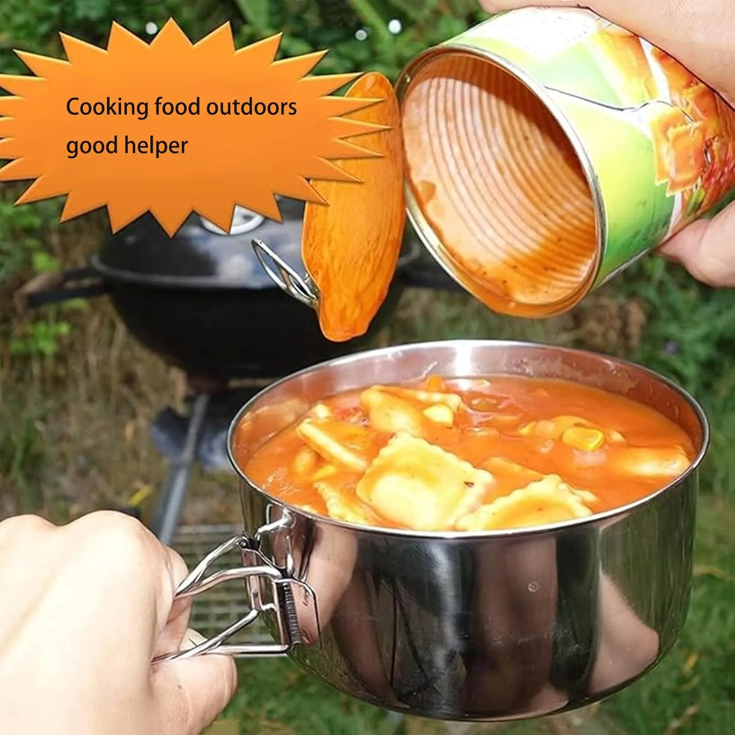 Camping Cookware Set 8-Piece Stainless Steel Camping Pot Set Compact Suitable for Backpacking Camping Hiking