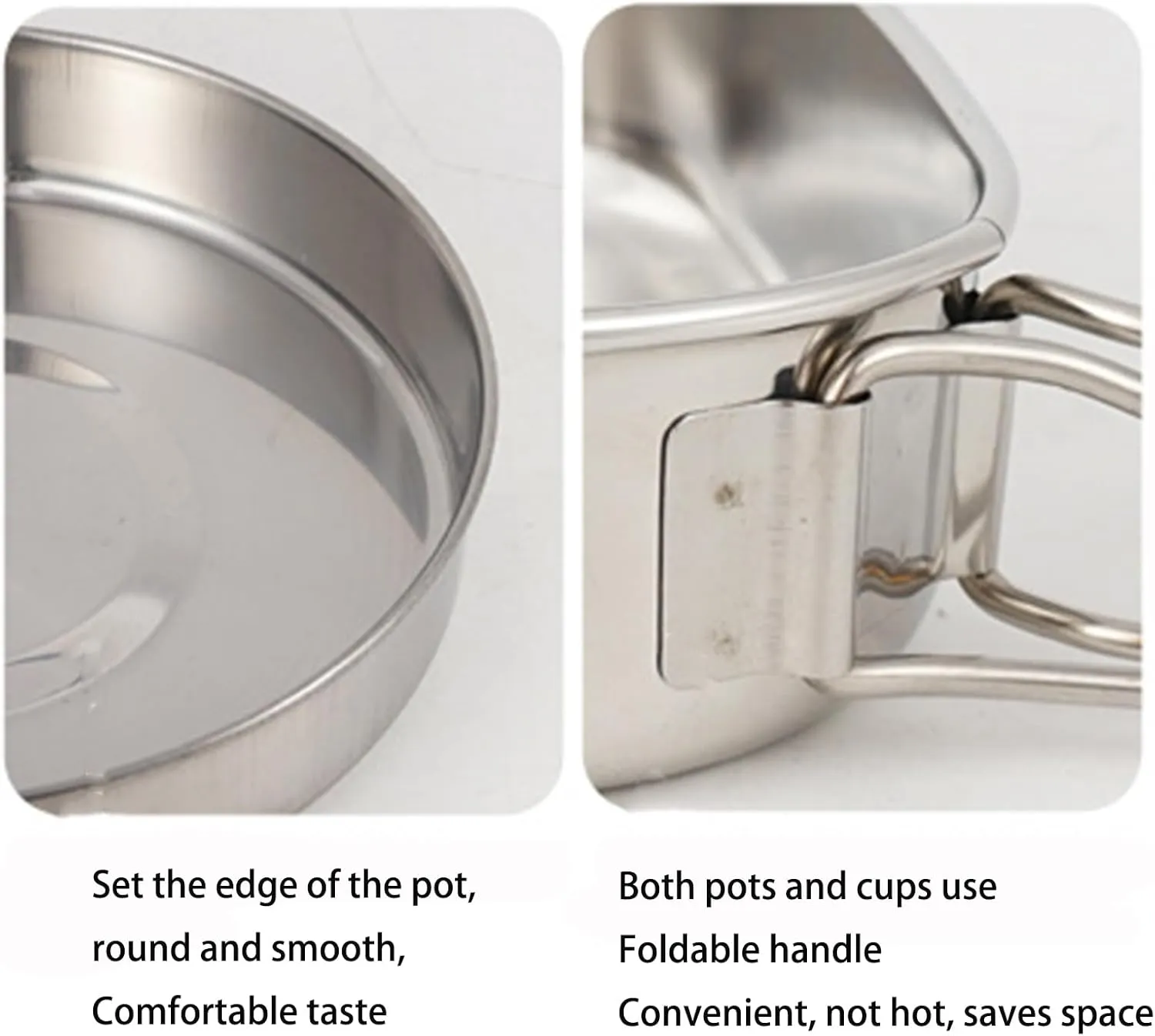 Camping Cookware Set 8-Piece Stainless Steel Camping Pot Set Compact Suitable for Backpacking Camping Hiking