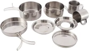 Camping Cookware Set 8-Piece Stainless Steel Camping Pot Set Compact Suitable for Backpacking Camping Hiking