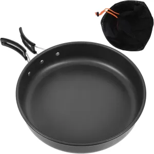 Camping Cookware Set Titanium Frying Pan Mesh Bag Portable Nonstick Griddle Outdoor Grill Pan Perfect for Camping Hiking and Picnics