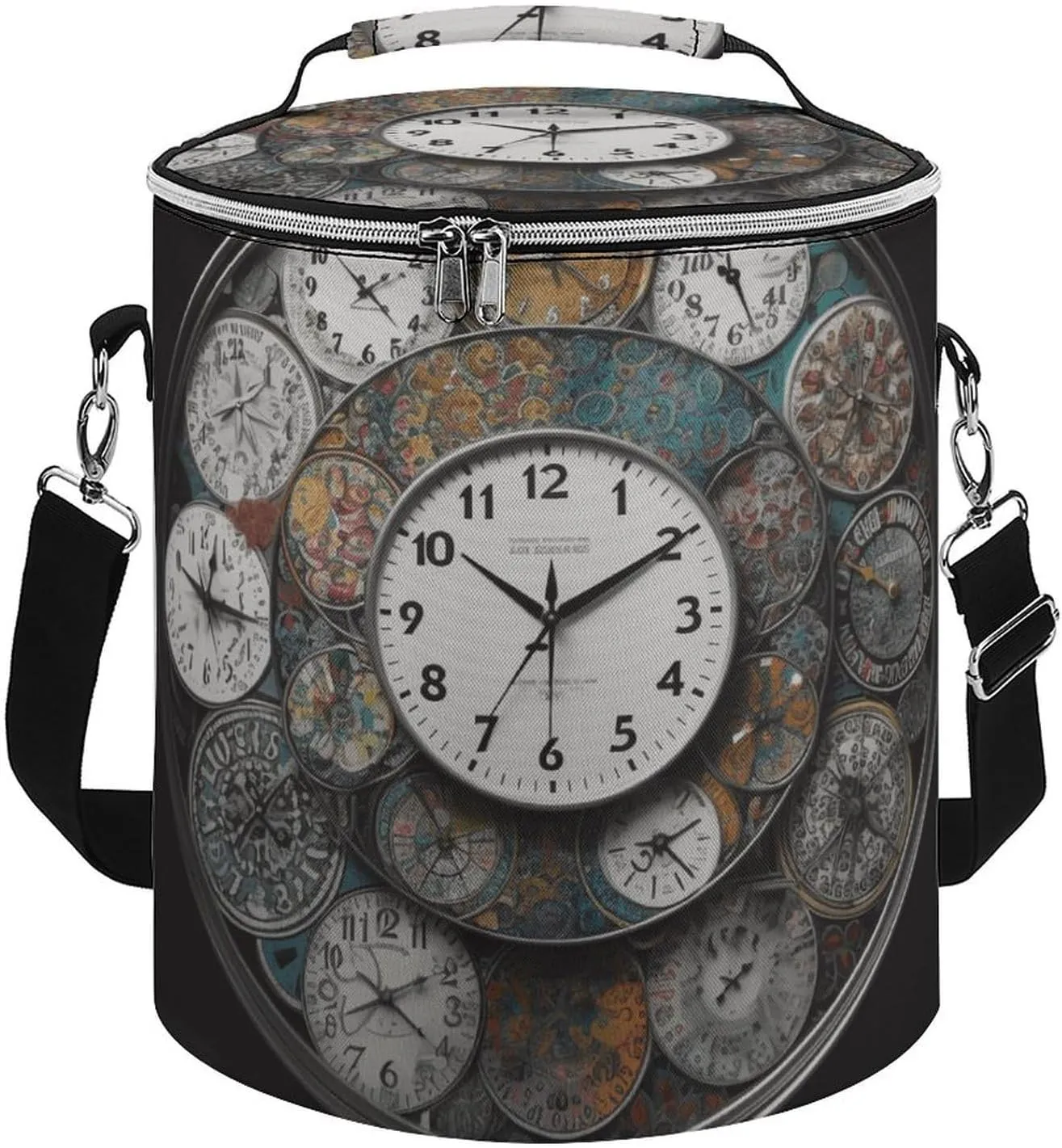 Camping Cooler Bag, Clock Art Print Portable Ice Pack Outdoor Cooler Bag Picnic Cooler Bag Foldable Cooler Bag, style