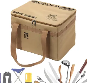 Camping Gear Organizer | Insulated Camping Duffle Bag - Heat-Resistant Cookware Organizer Pouch Large Capacity for Hiking Backpacking Beach Tents Traveling
