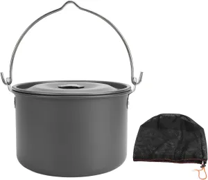 Camping Hanging Pot,Camping Cookware,Outdoor Portable Hanging Pot Cooking Set,Large Capacity Aluminum Alloy Anti Stick Multifunctional Heat Campfire for Soup Water