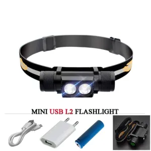 camping light led headlamp cree xm l2 USB headlight  flashlight Head torch led head light waterproof 18650 rechargeable battery