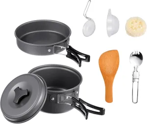 Camping Pans Aluminum Camping Cookware Set Portable Outdoor Cooking Utensils