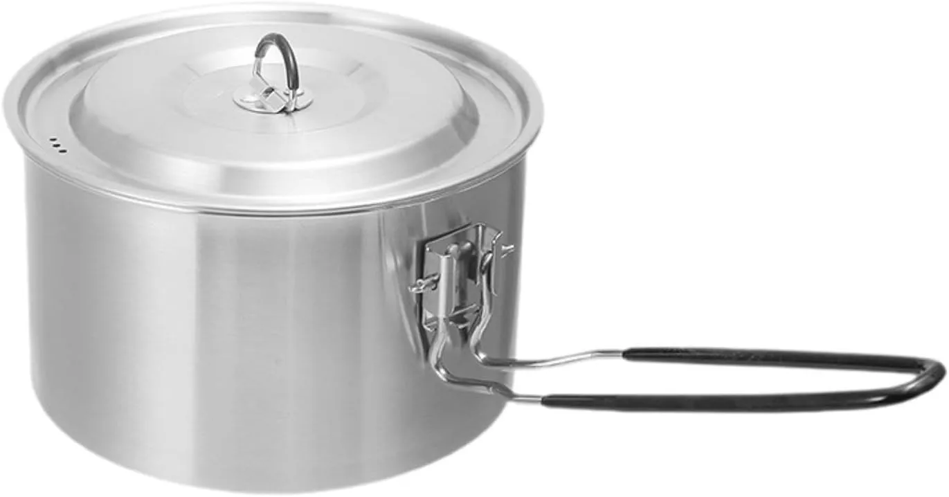 Camping Pot Camp Stockpot Easy to Clean with Handle Non Stick with Lid Cookware for Backpacking Fishing Travel Hiking BBQ