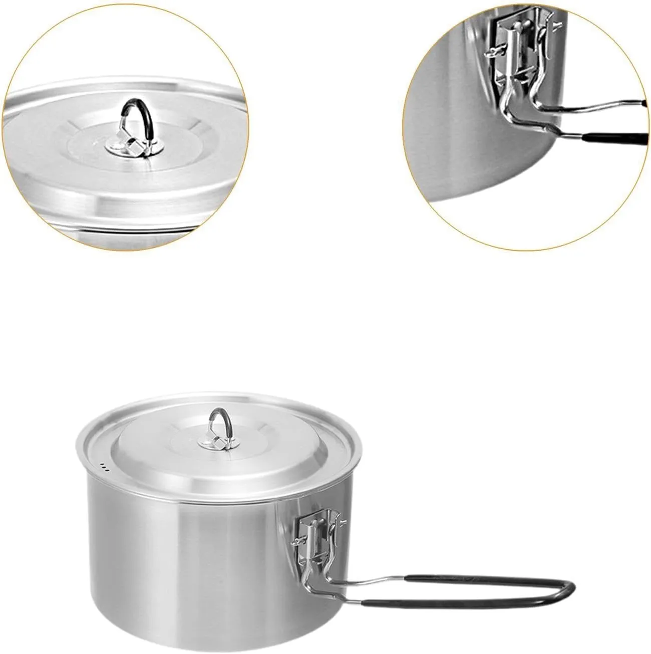 Camping Pot Camp Stockpot Easy to Clean with Handle Non Stick with Lid Cookware for Backpacking Fishing Travel Hiking BBQ