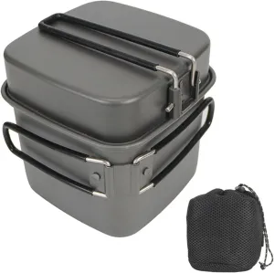 Camping Pot - Outdoor Cooking Camping Cookware Aluminum Non-Stick,Lightweight Multifunctional Camp Cooking Utensils Set for Hiking Cycling