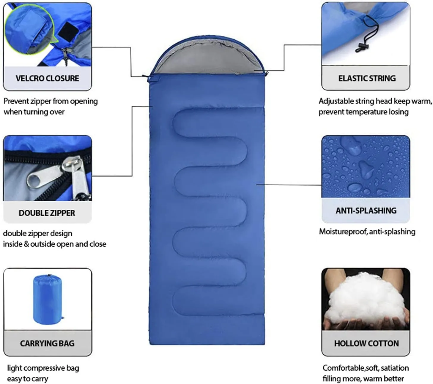 Camping Sleeping Bag,Sleeping Bag Ultralight Camping Waterproof Sleeping Bags Thickened Winter Warm Sleeping Bag Adult Outdoor Camping Sleeping Bags (Color : Green, Size : 180 * 30 * 75cm)