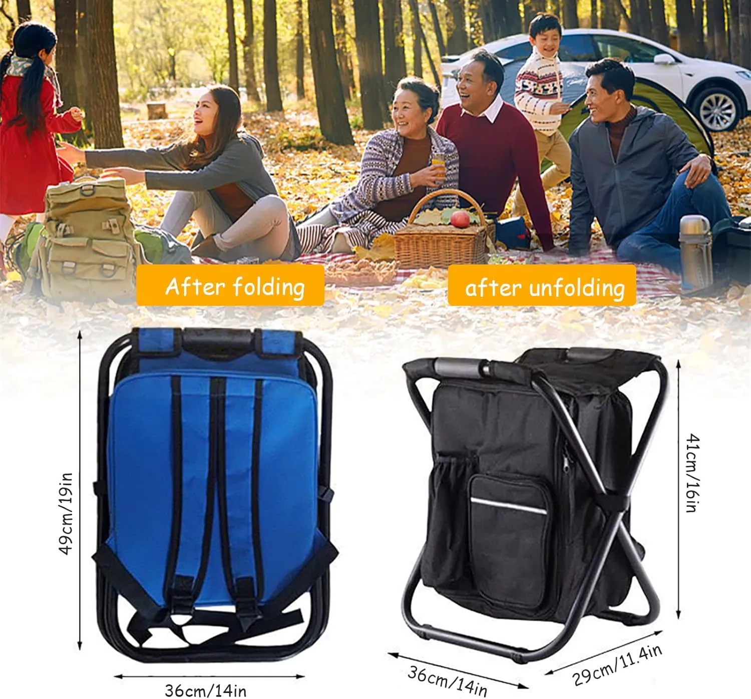 Camping Stools, Backpack Chair for Outdoor Enthusiasts, Portable Fishing Chair with Large Capacity, Durable & Compact, Gift for Men, for Camping, Hiking, Beach & Picnic Blue