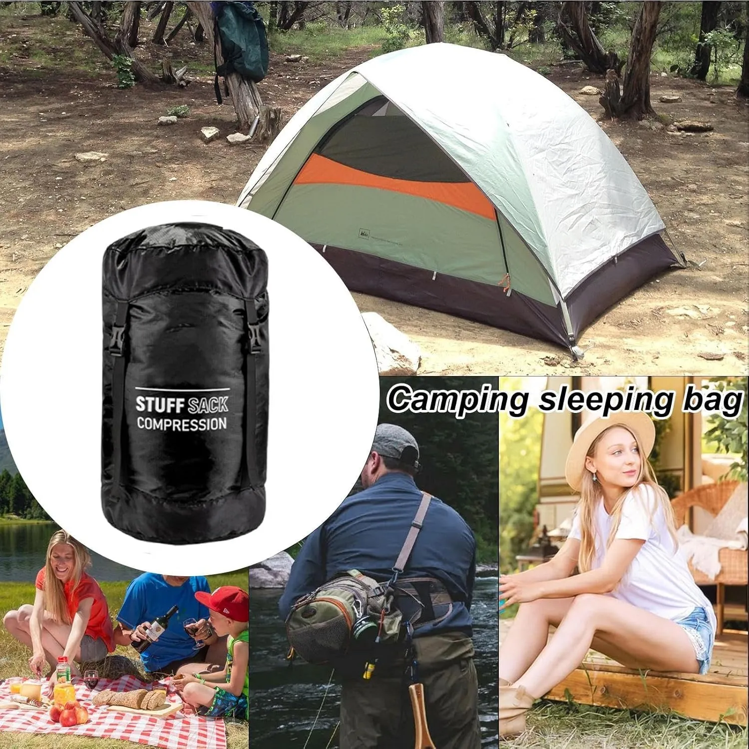 Camping Storage Sack - Sleeping Bag Stuff Sack | Sleeping Bag Compression Sack | Waterproof Dry Bag Set, Compression Sack, Lightweight Outdoor Gear, Breathable Hiking Supplies for Adventures