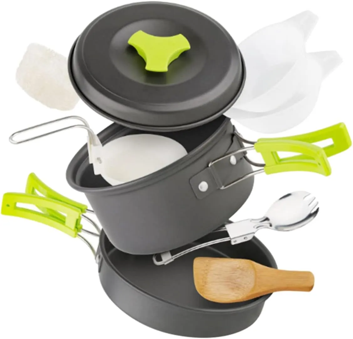 Camping Supplies 1 Set Nonstick Camping Pot Collapsible Aluminum Cookware for Hiking Safe Cooking for Outdoor Adventures