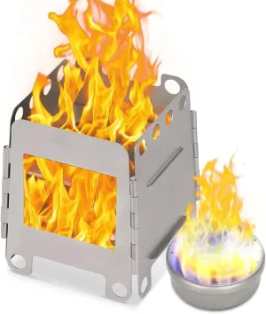 Camping Wood Stove Folding Wood Burning Stove Stainless Steel Pocket Stove Outdoor Cooking Picnic for Camping Cooking